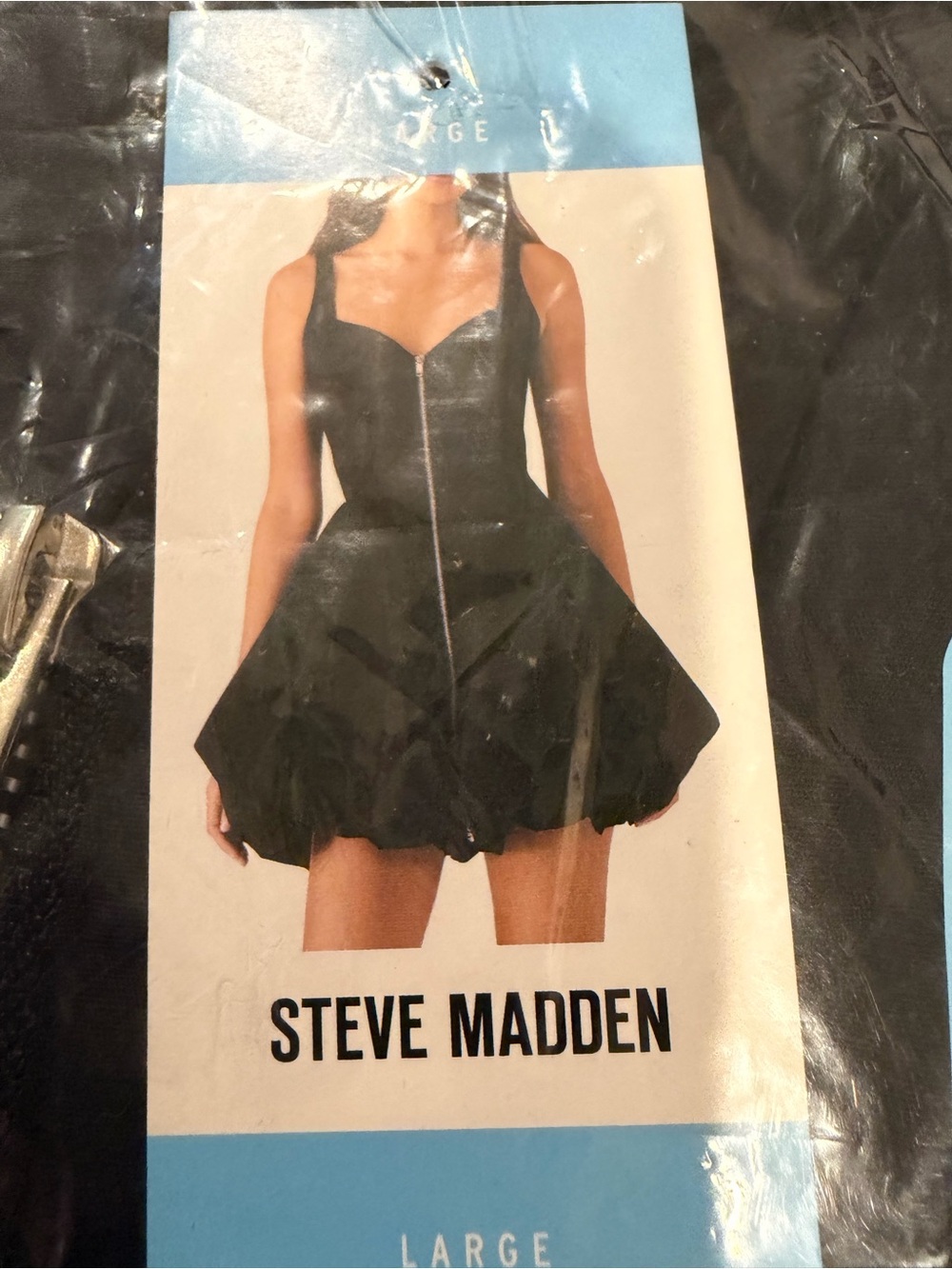 Steve Madden Black Skater Mini Skirt with Front Zipper